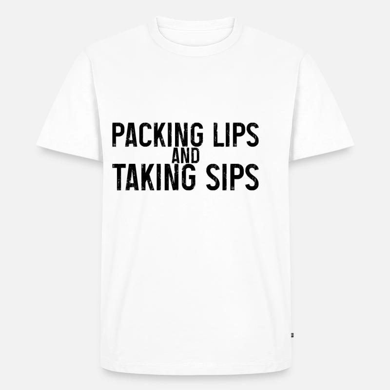 Packing Lips And Taking Sips - Männer Premium Bio T-Shirt - Weiß