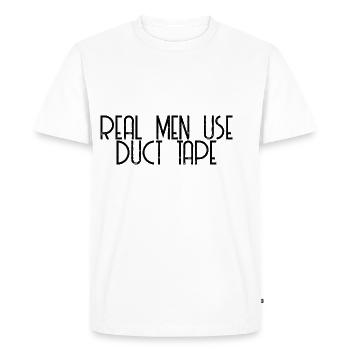 Les vrais hommes utilisent du ruban adhésif 2 - T-shirt Premium bio Homme - blanc - Devant - Nico (187cm)