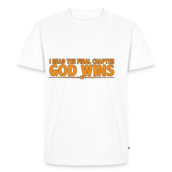J’ai lu le dernier chapitre, Dieu gagne 4 - T-shirt Premium bio Homme - blanc - Devant - Nico (187cm)