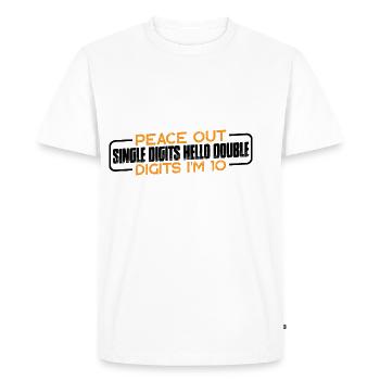 Acheter des chiffres simples Bonjour Deux chiffres Je suis 10 4 - T-shirt Premium bio Homme - blanc - Devant - Nico (187cm)