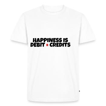 Happiness Is Debits égale crédits 10 - T-shirt Premium bio Homme - blanc - Devant - Nico (187cm)