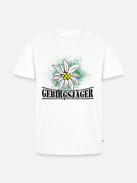 Gebirgsjäger Blume Distel Logo - Männer Premium Bio T-Shirt - Weiß