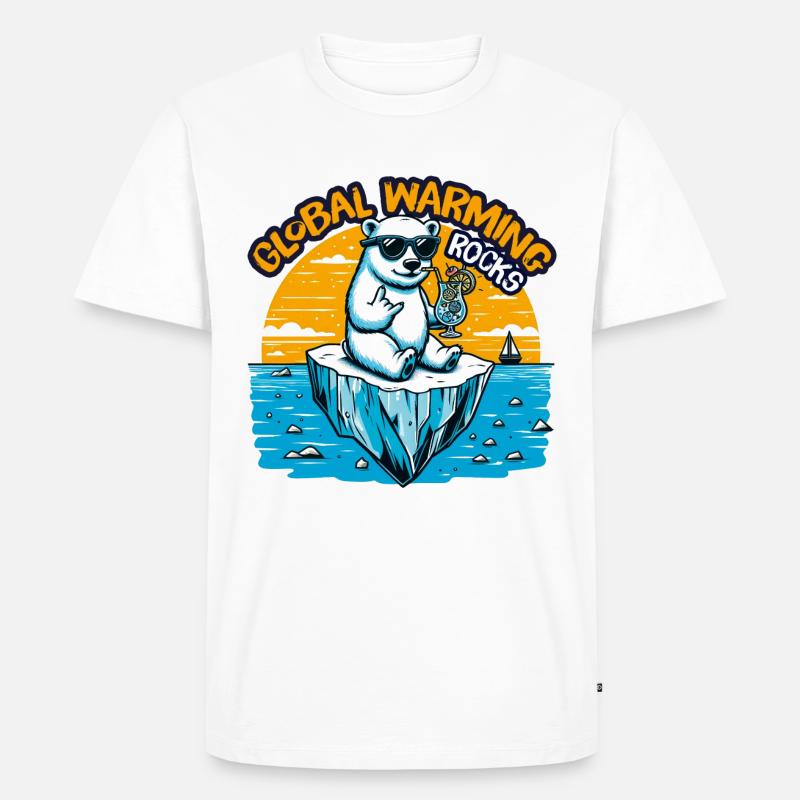 Global Warming Rocks - Männer Premium Bio T-Shirt - Weiß