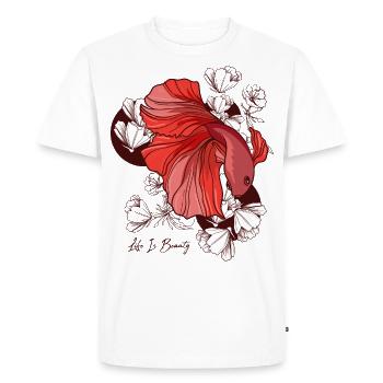 Fighting Fish With Flowers - Men's Premium Organic T-Shirt - white - Front - Nico (187cm)