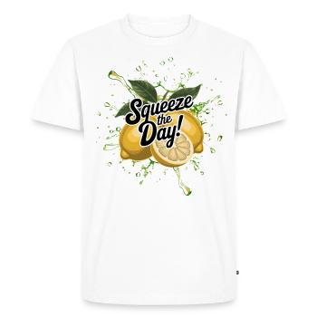 Squeeze the Day – Funny Lemon Summer Saying - Men's Premium Organic T-Shirt - white - Front - Nico (187cm)