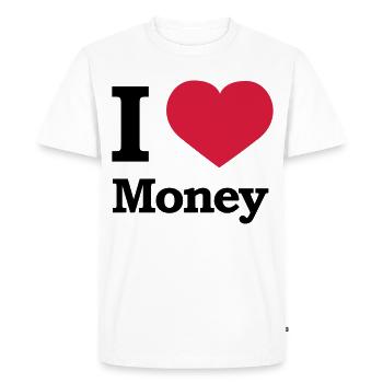 I love Money | Herz | Heart - T-shirt Premium bio Homme - blanc - Devant - Nico (187cm)