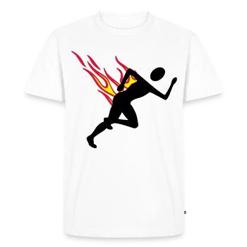 Jogger avec flammes - T-shirt Premium bio Homme - blanc - Devant - Nico (187cm)