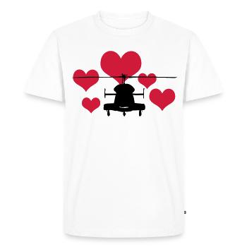 Heli with 5 hearts - Men's Premium Organic T-Shirt - white - Front - Nico (187cm)
