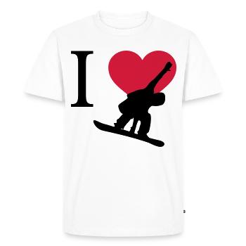 J'aime Snowboarding - T-shirt Premium bio Homme - blanc - Devant - Nico (187cm)