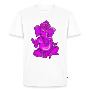 Ganesha pink yoga hindu india elephant god Namaste - Men's Premium Organic T-Shirt - white - Front - Nico (187cm)