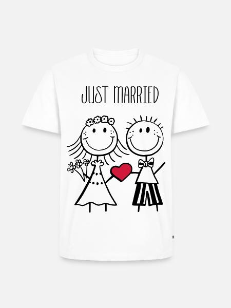 Just Married newlyweds - wedding - gift - Men's Premium Organic T-Shirt - white