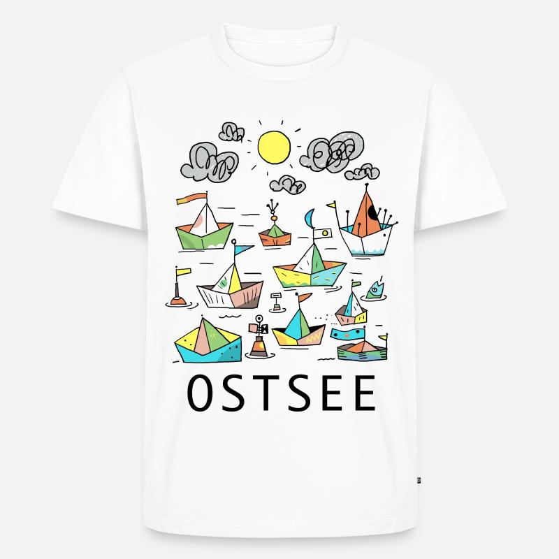 Origami-Boote im bunten Abendlicht - Männer Premium Bio T-Shirt - Weiß