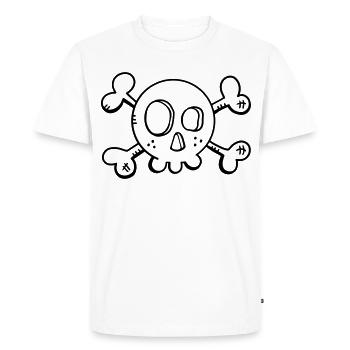 Funny Skull - Skull - Skull - Pirate - Men's Premium Organic T-Shirt - white - Front - Nico (187cm)