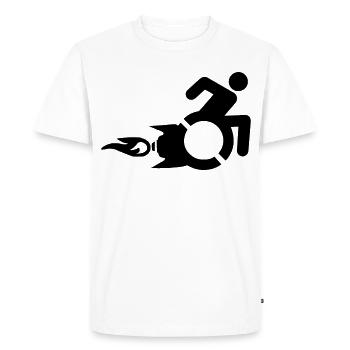 Utilisateur de fauteuil roulant avec propulsion par fusée # - T-shirt Premium bio Homme - blanc - Devant - Nico (187cm)