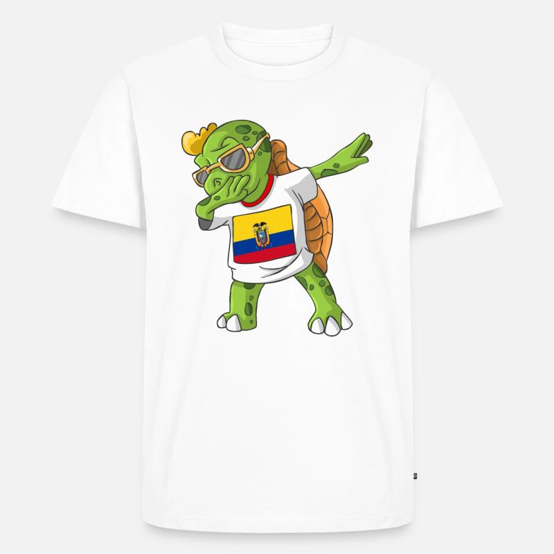 Ecuador Dabbing Schildkröte - Männer Premium Bio T-Shirt - Weiß