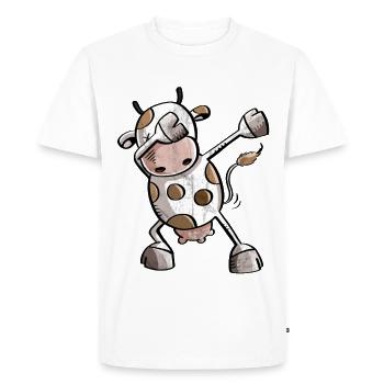 Funny Dab Dance Cow - Dabbing - Cow - Dancing - Men's Premium Organic T-Shirt - white - Front - Nico (187cm)