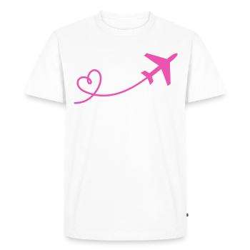 Flyer avion avec coeur en rose - T-shirt Premium bio Homme - blanc - Devant - Nico (187cm)