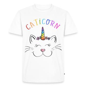 Funny rainbow caticorn unicorn cat face - Men's Premium Organic T-Shirt - white - Front - Nico (187cm)