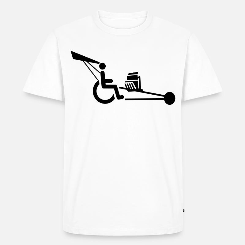 Bild eines Rollstuhls mit V8-Motor # - Männer Premium Bio T-Shirt - Weiß