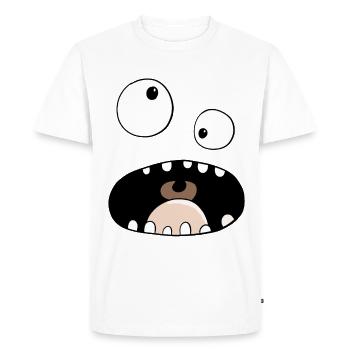 Visage de monstre drôle de bande dessinée - T-shirt Premium bio Homme - blanc - Devant - Nico (187cm)