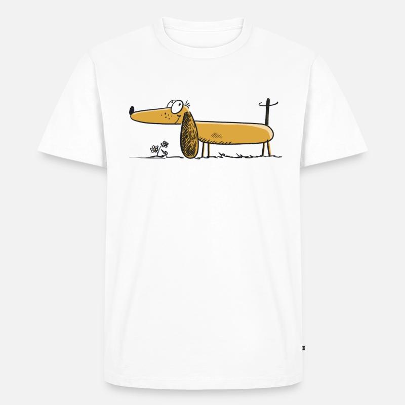 Teckel drôle - Teckel - Teckel - Comic - T-shirt Premium bio Homme - blanc