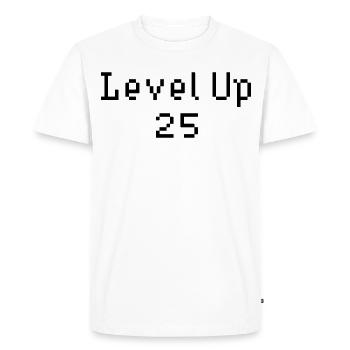 Level Up - 25th Birthday - Men's Premium Organic T-Shirt - white - Front - Nico (187cm)