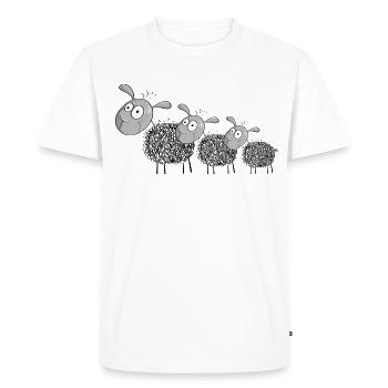 Three wool sheep - sheep cartoon - Men's Premium Organic T-Shirt - white - Front - Nico (187cm)