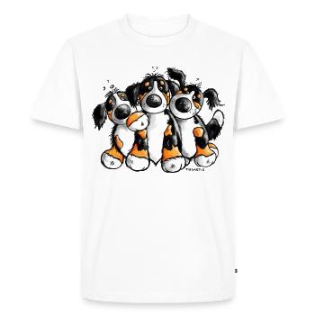 Cute Bernese Mountain Dogs - Cartoon - Men's Premium Organic T-Shirt - white - Front - Nico (187cm)