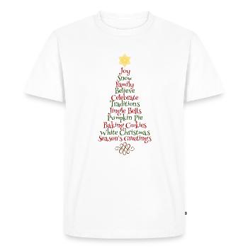 Mots de l'arbre de Noël cadeau anglais star Xmas - T-shirt Premium bio Homme - blanc - Devant - Nico (187cm)