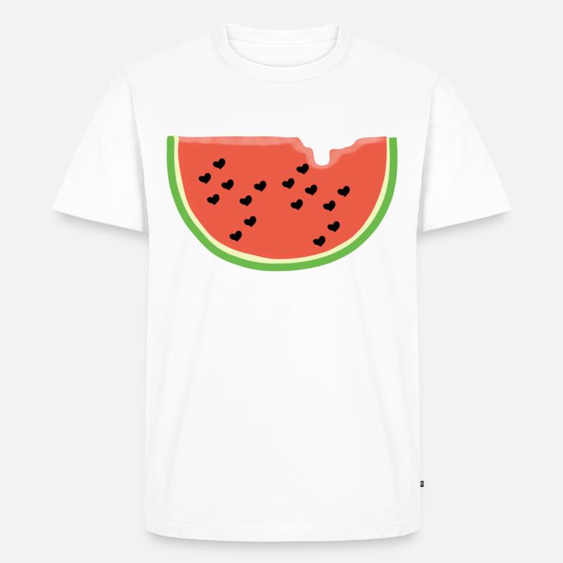 Melone mit Herz - Geschenk - Wassermelone - Comic - Männer Premium Bio T-Shirt - Weiß