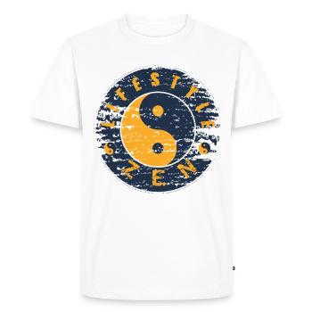 Yin Yang Zen Vintage Circle - Men's Premium Organic T-Shirt - white - Front - Nico (187cm)