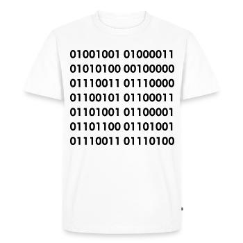 ICT specialist in binary. Software humor shirt # - Men's Premium Organic T-Shirt - white - Front - Nico (187cm)