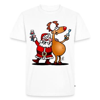 Père Noël et ses rennes - T-shirt Premium bio Homme - blanc - Devant - Nico (187cm)