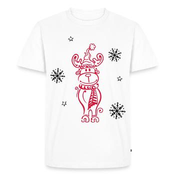 Wapiti, rennes avec des flocons - T-shirt Premium bio Homme - blanc - Devant - Nico (187cm)