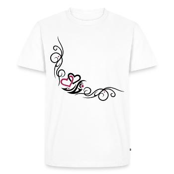 Deux coeurs avec l'ornement tribal de tatouage. - T-shirt Premium bio Homme - blanc - Devant - Nico (187cm)