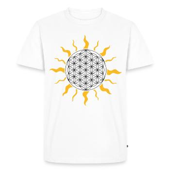 La fleur de la vie avec le soleil - T-shirt Premium bio Homme - blanc - Devant - Nico (187cm)
