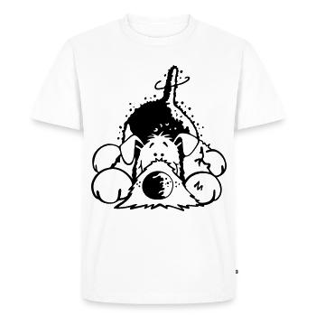 Happy Airedale Terrier - Men's Premium Organic T-Shirt - white - Front - Nico (187cm)