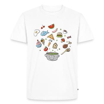 Nourriture Doodle I Mahzeit I nourriture - T-shirt Premium bio Homme - blanc - Devant - Nico (187cm)