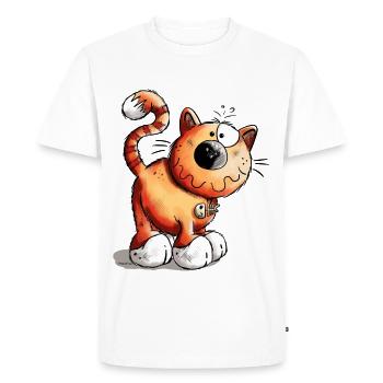 Adventurous Cat - Men's Premium Organic T-Shirt - white - Front - Nico (187cm)
