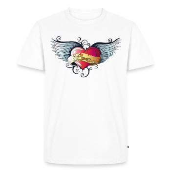 Big heart with wings, Tattoo Style. - Men's Premium Organic T-Shirt - white - Front - Nico (187cm)
