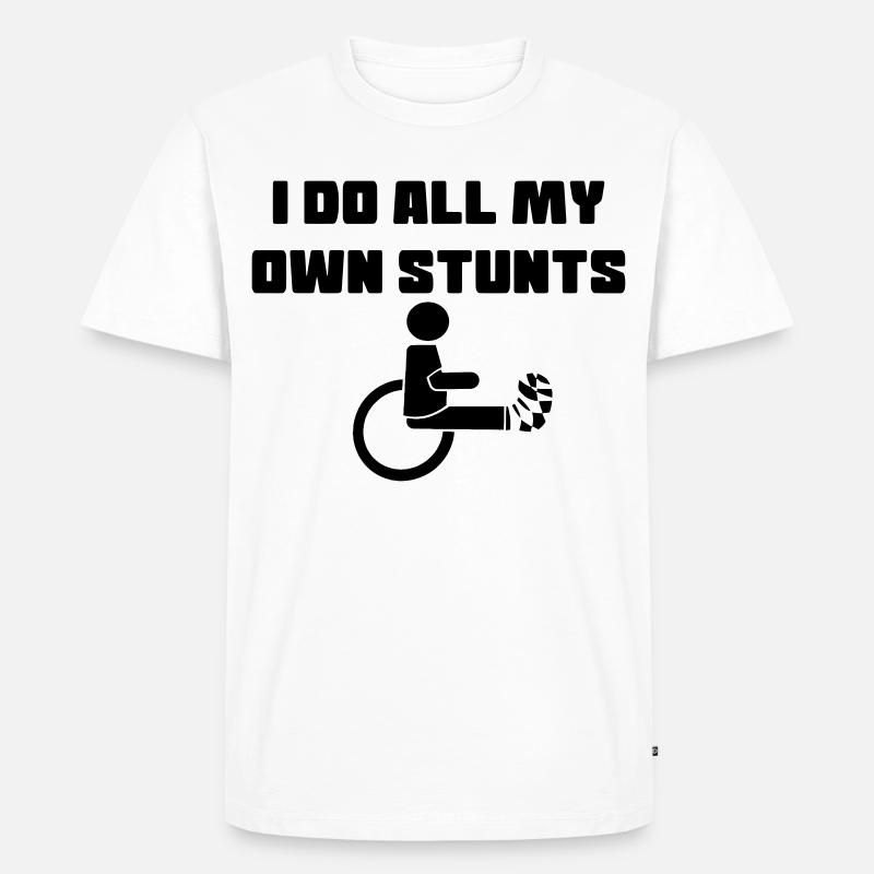 Rollstuhlfahrer mit Bein in Gips # - Männer Premium Bio T-Shirt - Weiß