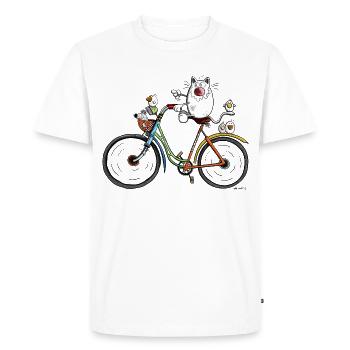Cat is cycling - Men's Premium Organic T-Shirt - white - Front - Nico (187cm)