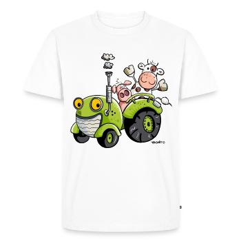 Animals drives a tractor - Men's Premium Organic T-Shirt - white - Front - Nico (187cm)