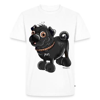 Funny Black Pug - Men's Premium Organic T-Shirt - white - Front - Nico (187cm)