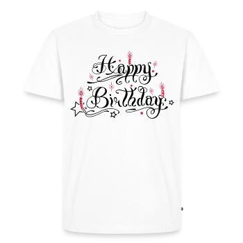 Happy birthday lettering with candles. - Men's Premium Organic T-Shirt - white - Front - Nico (187cm)