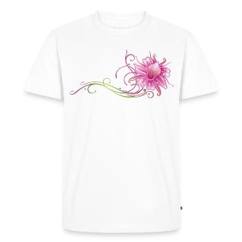 Orchidée colorée avec des ornements en filigrane - T-shirt Premium bio Homme - blanc - Devant - Nico (187cm)