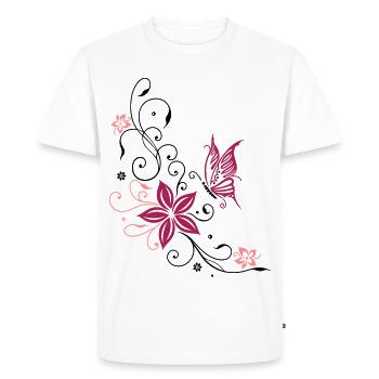 Flowers with filigree floral ornament. Feminine. - Men's Premium Organic T-Shirt - white - Front - Nico (187cm)
