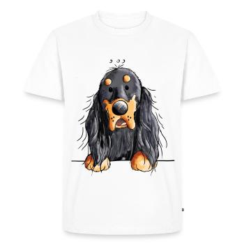 Drôle Gordon Setter dessin animé - Chien - Cadeau - T-shirt Premium bio Homme - blanc - Devant - Nico (187cm)