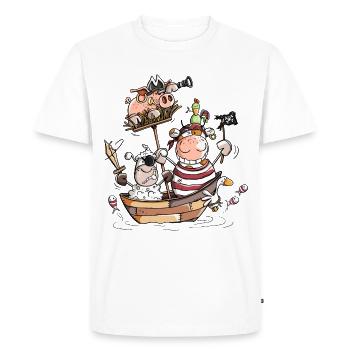 Lustige Bauernhofpiraten - Pirat - Seeräuber - Männer Premium Bio T-Shirt - Weiß - Vorne - Nico (187cm)