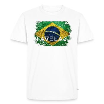 Drapeau des favelas : Des brises en vert et jaune - T-shirt Premium bio Homme - blanc - Devant - Nico (187cm)